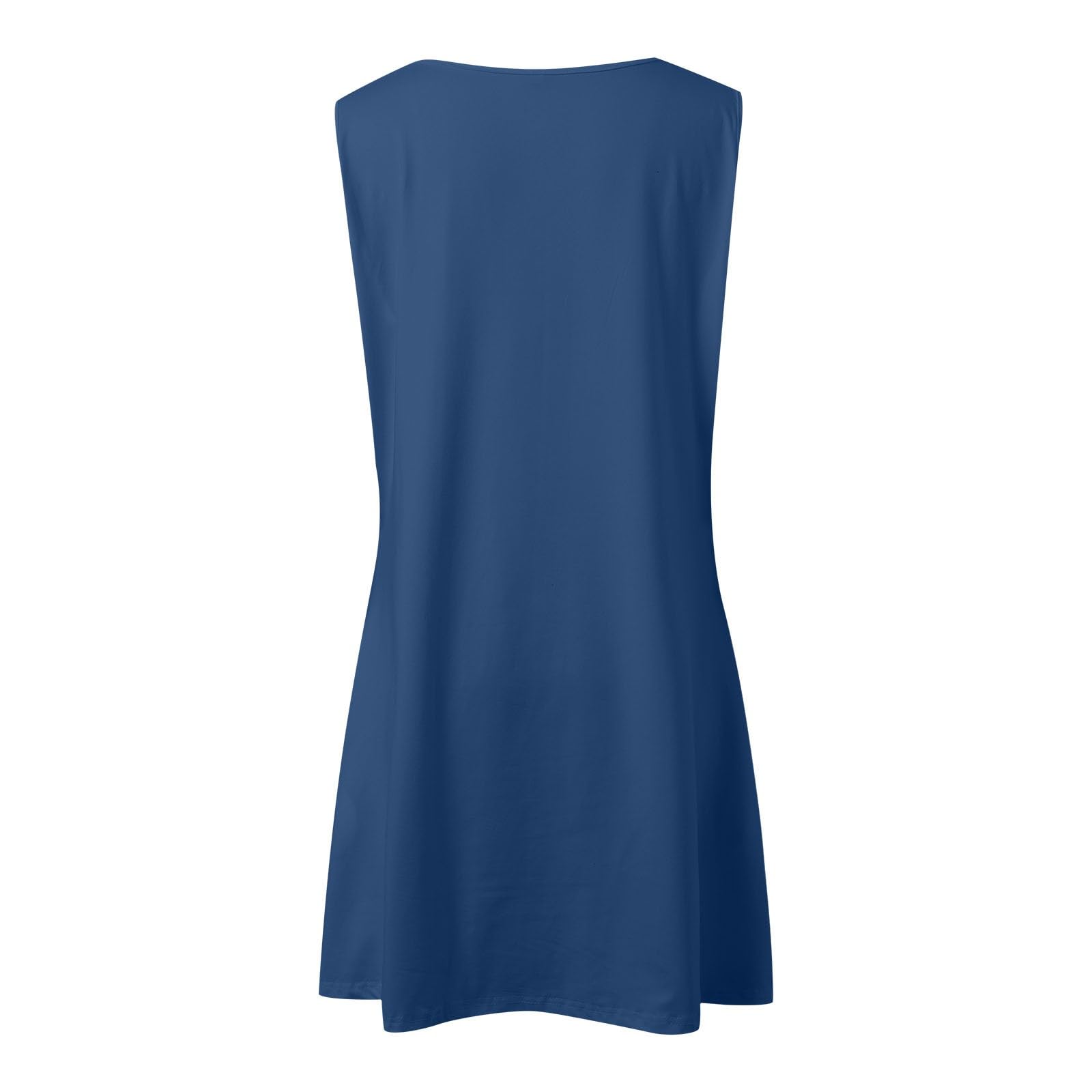 Vestido Casual De Verano for Mujer, Cuello En, Sin Mangas, Bolsillos Laterales, Diario Cómodo, Color Liso, Midi Fluido for Salidas