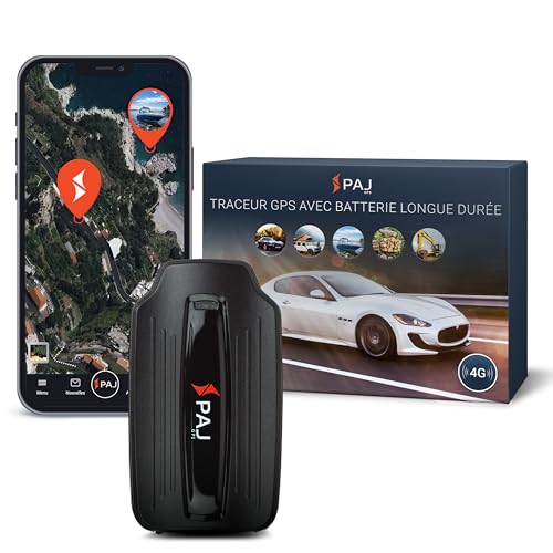 PAJ GPS Power Finder 4G – Traceur GPS Magnétique Longue Autonomie, Localisation Temps Réel pour Voitures, Camions, Bateaux, Remorques, 90 J sans Recharge, Alertes Via App
