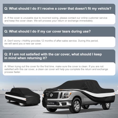 Image of 10 Layers Truck Cover Waterproof All Weather Custom Fit Nissan Titan(2015-2026) Crew Cab Short Bed, Outdoor Full Exterior Pickup Car Cover for Automobiles Sun Rain Snow Ice Protection. Black