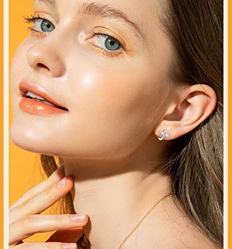 Cute Dragonfly Cartilage Mini Hoop Earrings for Women 925 Sterling Silver Tragus 2nd 3rd Hole Tiny Huggie Hoops Hypoallergenic 7mm Cuffs Earring Fashion Jewelry Gifts Christmas2