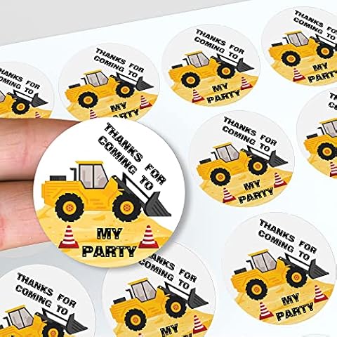 AK Giftshop Digger Birthday Party Stickers Cover