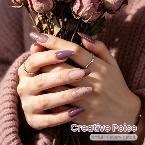 Image of Beetles Purple Gel Nail Polish - Nude Mauve, 15ml Nude Rose Mauve Pink Purple Color Gel Polish, Glossy Solid Color Soak Off UV LED Nail Art, Elegant Polish for Daily Wear Salon DIY Manicure