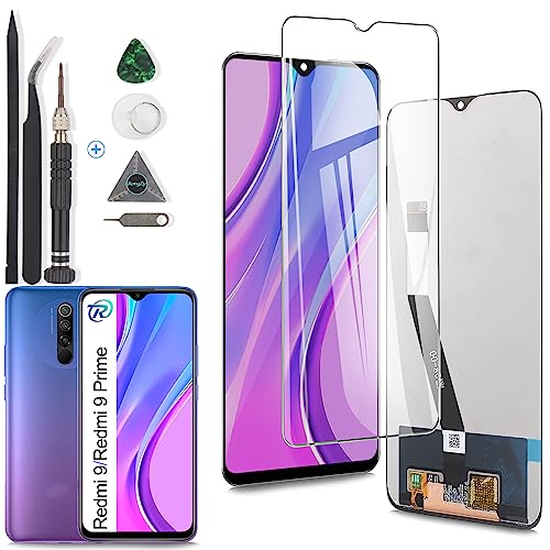 RongZy Écran Tactile LCD Compatible avec Xiaomi Redmi 9/Redmi 9 Prime M2004J19G M2004J19PI De Remplacement LCD Tactile Vitre avec Kit D'outils de Réparation(6.53",Pas pour Redmi 9A/9C)