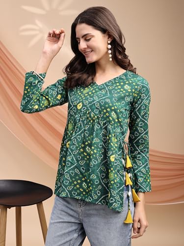 Image of Youthnic Women's Poly Rayon Printed Alia Cut Peplum Top | Top for Office | Women's Tunics | Short Kurti Women| Regular Fit