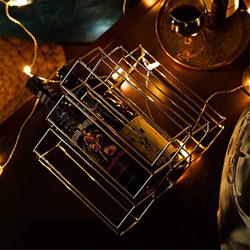 Soporte para vino metálico para 6 botellas, dorado miniatura 5