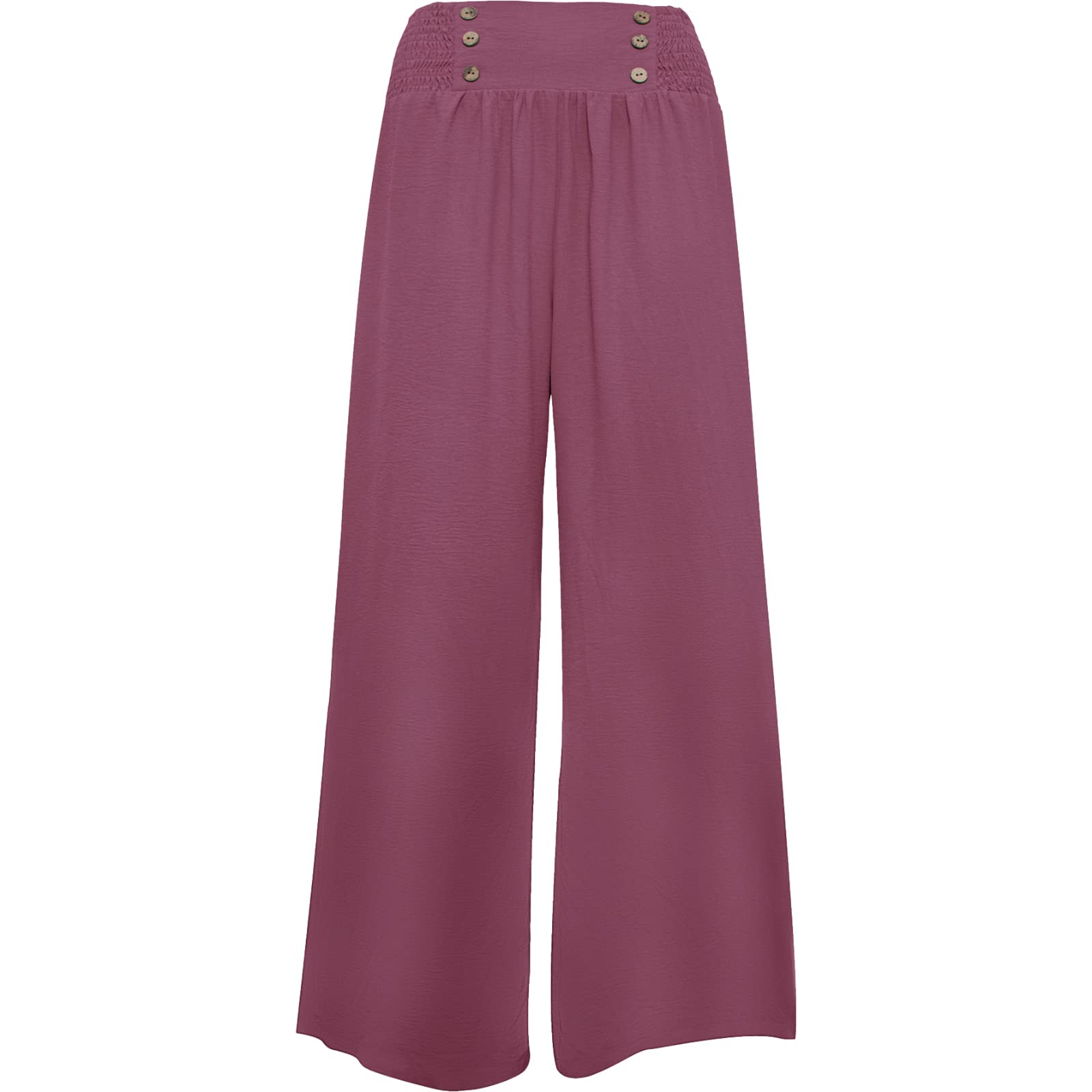 Casual Fashion Wide Leg Pants Womens Soft Loose Stretch High Waisted Button Front Vintage Straight Trousers