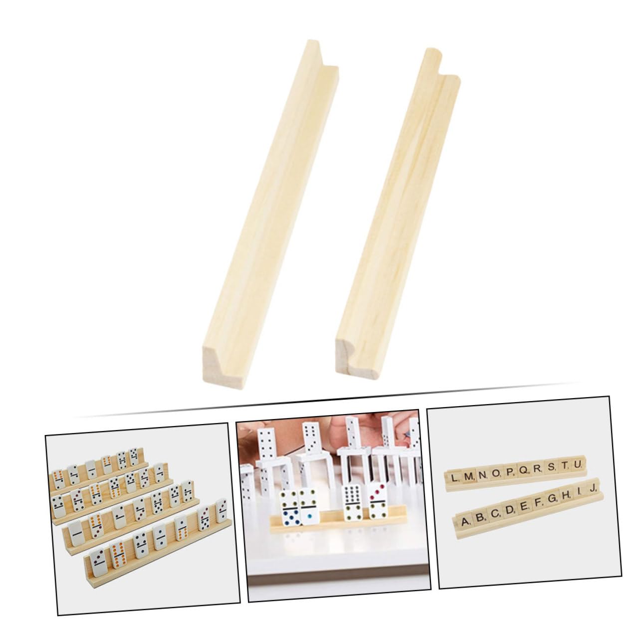Toddmomy 8 Szt. Częściowy Zestaw Drewnianych Podstawek Do Domina Naturalne Drewno Uchwyty Kafelki Stojaki Do Gry Domino i Dekoracji DIY