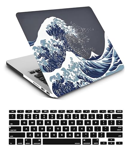 Carcasa MacBook Pro 15 A1398 contra arañazos con cubierta de teclado suave Ola Azul