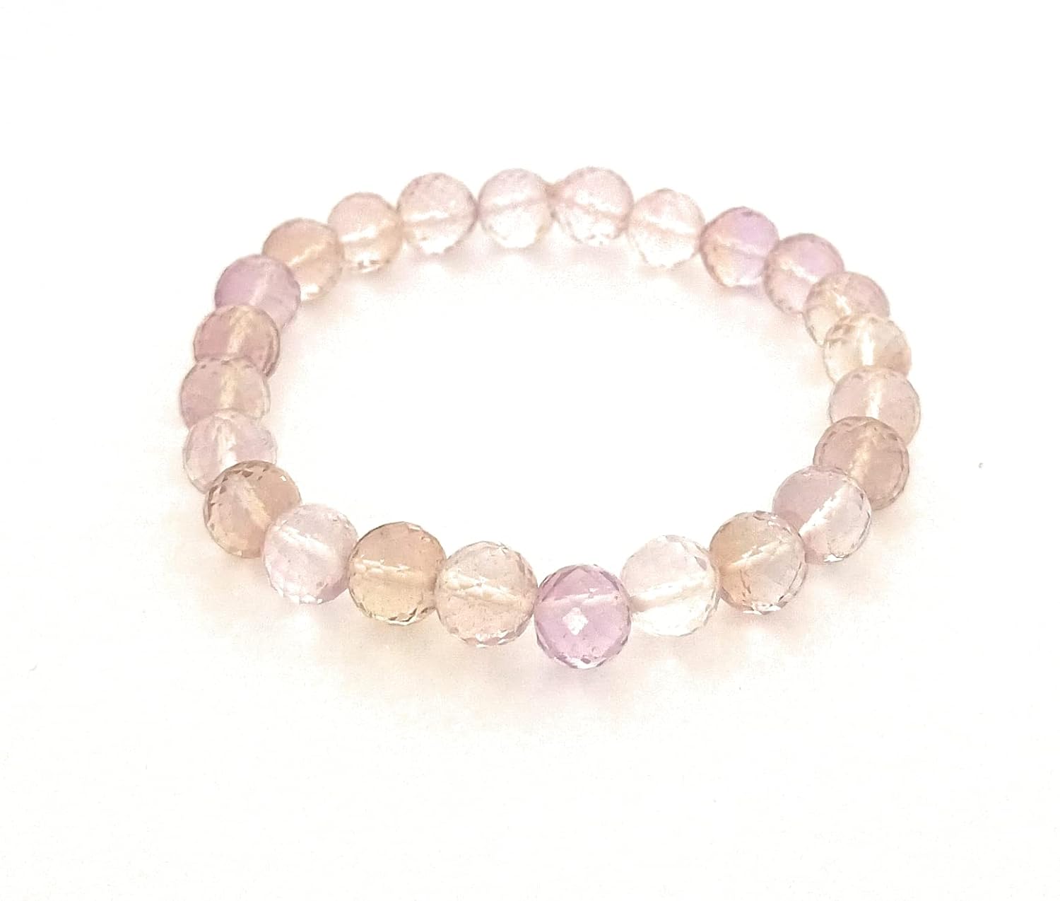 80 CT, Ametrine Round Beads Stretchable Bracelet 7 inch Endless, Faceted Cut, Beads Size 8 MM Approx