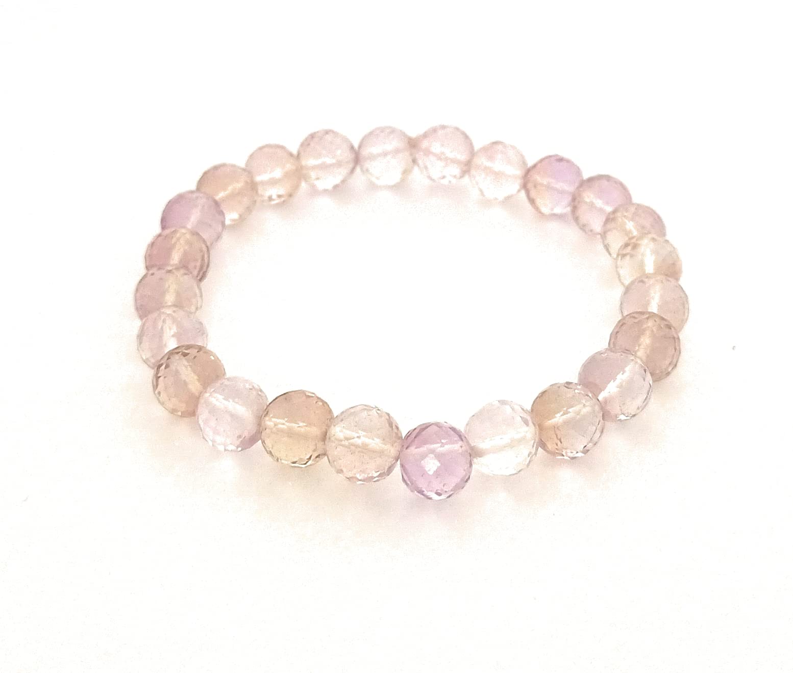 Pulsera de ametrina de 80 quilates cuentas de 8mm y piedra bolivianita facetada de 17,8 cm 6