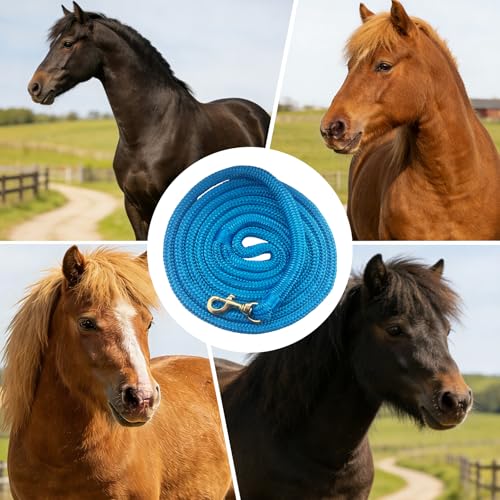 All-Purpose Nylon Horse Lead Rope | Lightweight and Soft Lead Rope | Double Braided | (Blue, 10\') - Thumbnail 7
