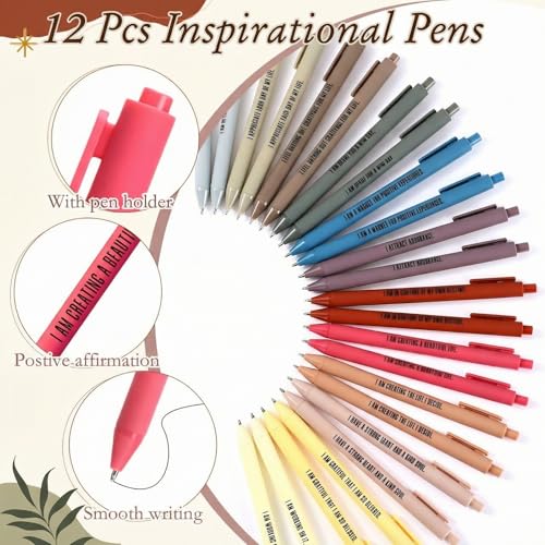 Image of Mooliwe 24 Pcs Positive Affirmation Gift Set Gratitude Notebooks with Pens Small Bags Motivational Encouragement Notepads Daily Affirmations Journal for Women Stress Relief Self Care (Abstract)