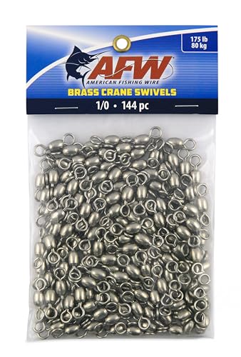 AFW Brass Crane Fishing Swivels Heavy Duty Barrel, #1/0 |175lb|144pcs|Nickel