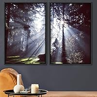 2 Piece Framed Canvas Wall Art Rustic Woods Canvas Prints Home Artwork Decoration for Living Room,Bedroom - 16