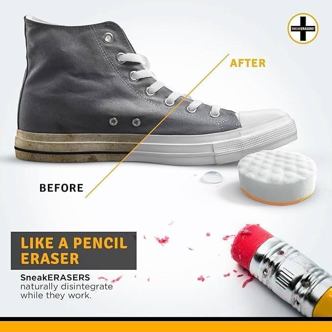 Image of SneakERASERS Sole & Sneaker Cleaner, Premium Shoe Cleaner for Sneakers, Dual-Sided Sponges, Effective for Tennis Shoes & Women Men Sneakers, Gentle Rub Design Cleaner Kit, 20 Pack
