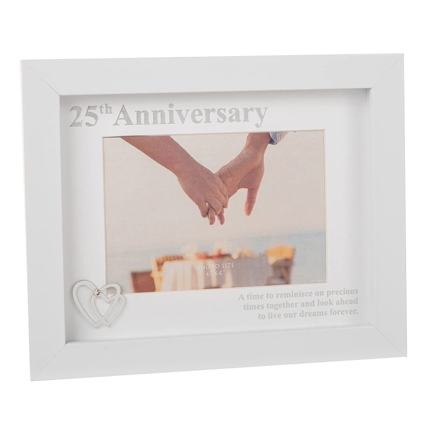 Shudehill Giftware White Modern Photo Frame - 25Th Anniversary Frame - A Time To Reminisce