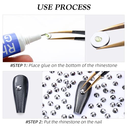 Image of Black hematite Flatback Rhinestones, Glass Rhinestones for Nail Art and Craft, Glue Fix, Loose Crystal Gemstones(Black hematite, SS6, 1440pcs, 1.9-2.0mm)