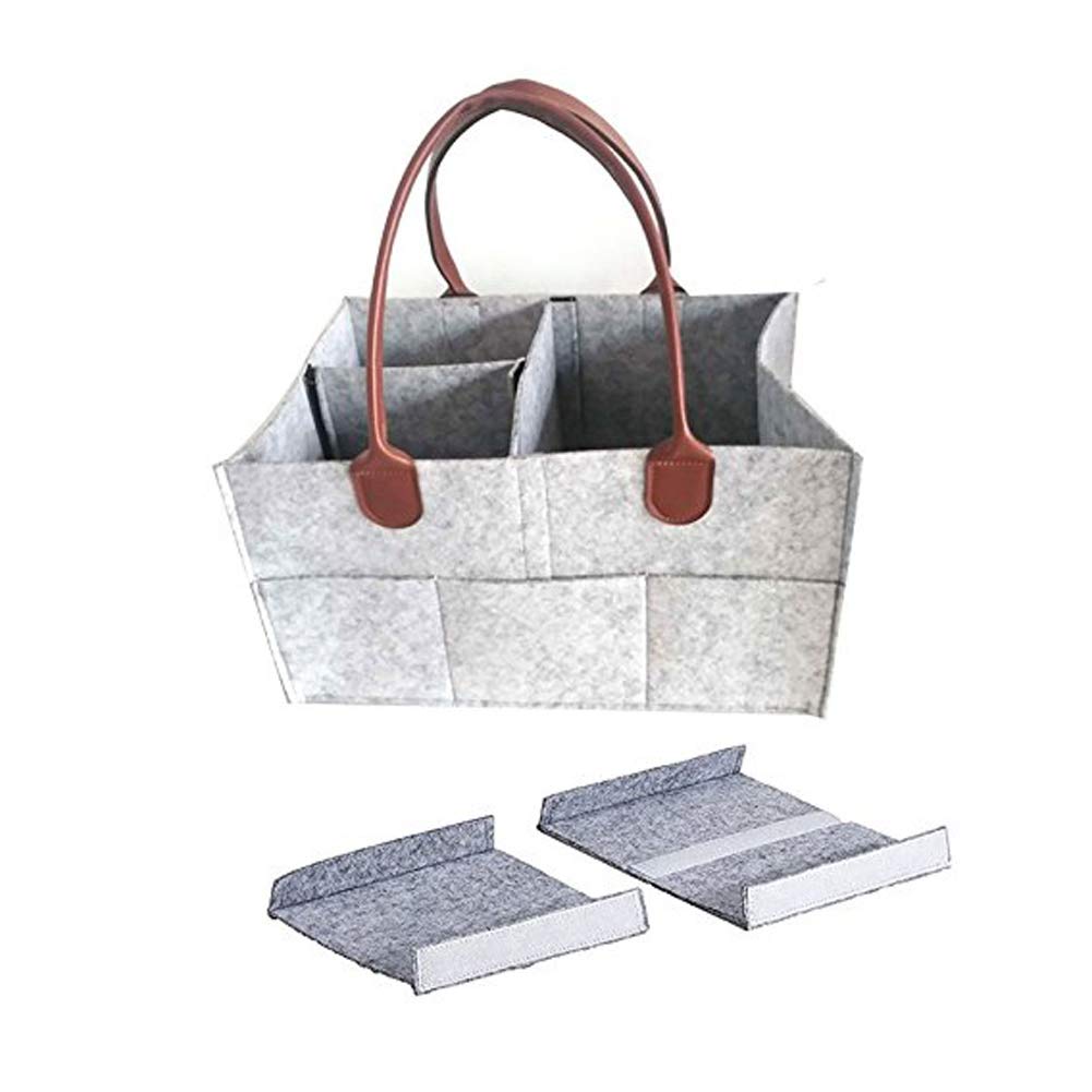 Vilten luiertas, baby-reisorganizer met grote inhoud, opbergmand voor auto en kinderkamer, vilten tas voor luiers, speelgoed, flessen, vochtige doekjes, boeken, draagbaar