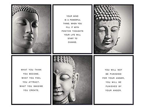 Inspirational Buddhism Quotes Set – Zen Residence Ornament Wall Artwork Decor for Residing Room, Yoga Studio, Workplace – Distinctive New Age Present for Buddhist, Meditation Teacher – 8×10 Buddha Prints – Unframed