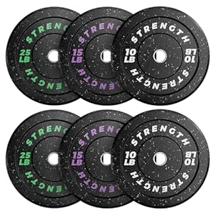 GIKPAL Bumper Plates, Olympic Weight Plates Set 2-inch Rubber Weights for Barbell, 10lbs-55lbs