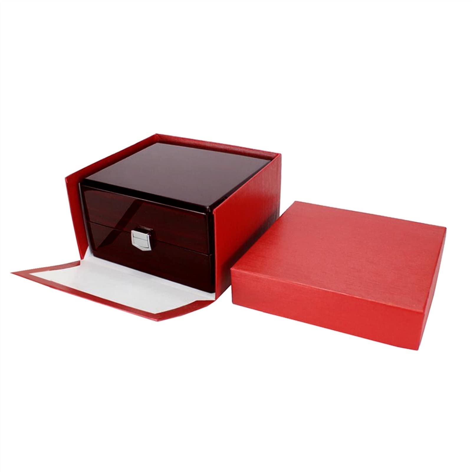 XBTGS Uhrenbox aus glänzendem Holz, für Uhren, Armbänder, Leder, Kissenbox, Schmuck-Organizer, Halskettenständer, Schmuck- und Uhren-Aufbewahrung, Organizer, Uhrenetuis für Herren