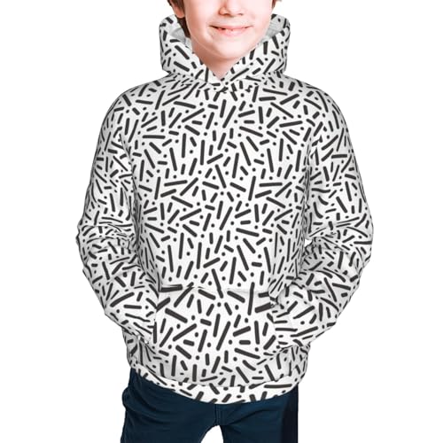 Mosaic Black and White Texture Kid Hoodies Boys Sweatshirts Girls Pullover with Pocket3