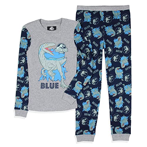 INTIMO Jurassic World Boys' Movie Film Park Logo Blue Tight Fit Sleep Pajama Set3