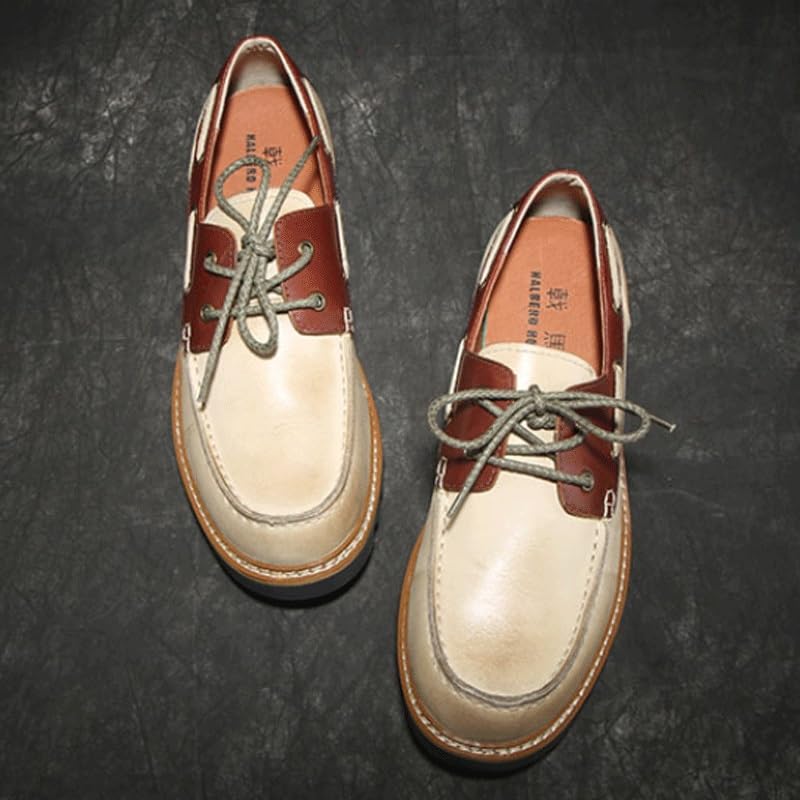 Men's Casual Dress Shoes Men's Leather Platform Formal Derby Shoes for Business Dinners(White,8.5)3