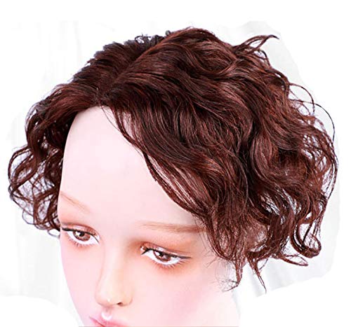 Miniatura 8 de Parte rizada en forma de U con base de seda, encaje de cabello humano corto para frente y flequillo, extensión grande de 5.1 x 5.5 in (parte