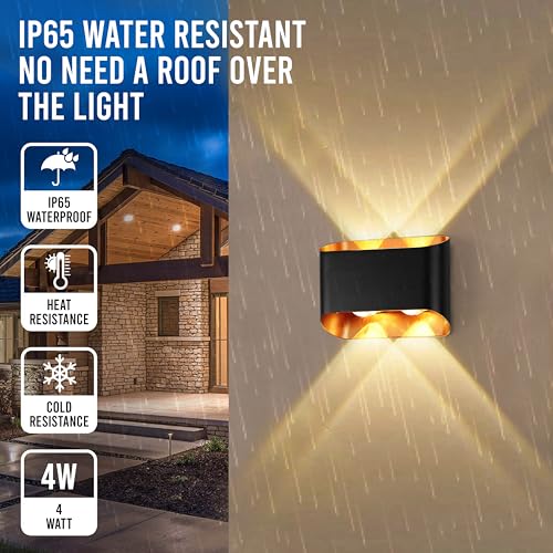 Image of Gesto 4W Waterproof Led Wall Light for Home Decoration - Up Down 2-Way LED Wall Lamp | IP65 Outdoor Fancy Wall Lights for Balcony,Gate,Elevation,Garden,Patio | Decorative Wall Mount Light -Pack of 1