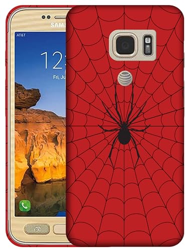SM Cases Compatible with Samsung Galaxy S7 Active Case - Spider Web Red 3D Printed Design Phone Back Hard Plastic Cover Case for Samsung Galaxy S7 Active.