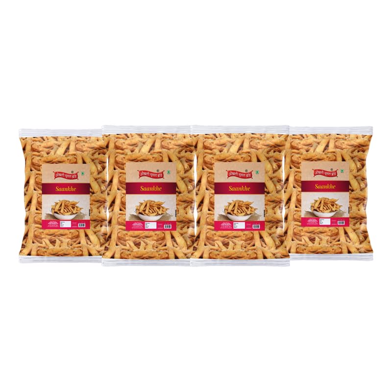 Image of OKHLI MUSAL BRAND Tea Time Popular Namkeen Snack | Saankhe Sankhe Mathri Finger shaped snack Mathri | Ajwain Khasta Namkeen Snack Mathri | Raksha Bandhan Diwali Namkeen Savoury Snack-900g*4Pack