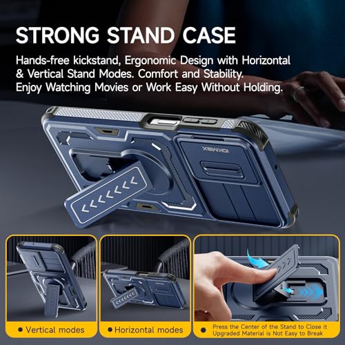for Samsung Galaxy A16/ A17/ A26 Case with 2 Pack Screen Protector, Slide Camera Lens Cover, Kickstand & Lanyard Strap, Dual Layer Shockproof Non-Slip Matte Case, Blue - Image 4