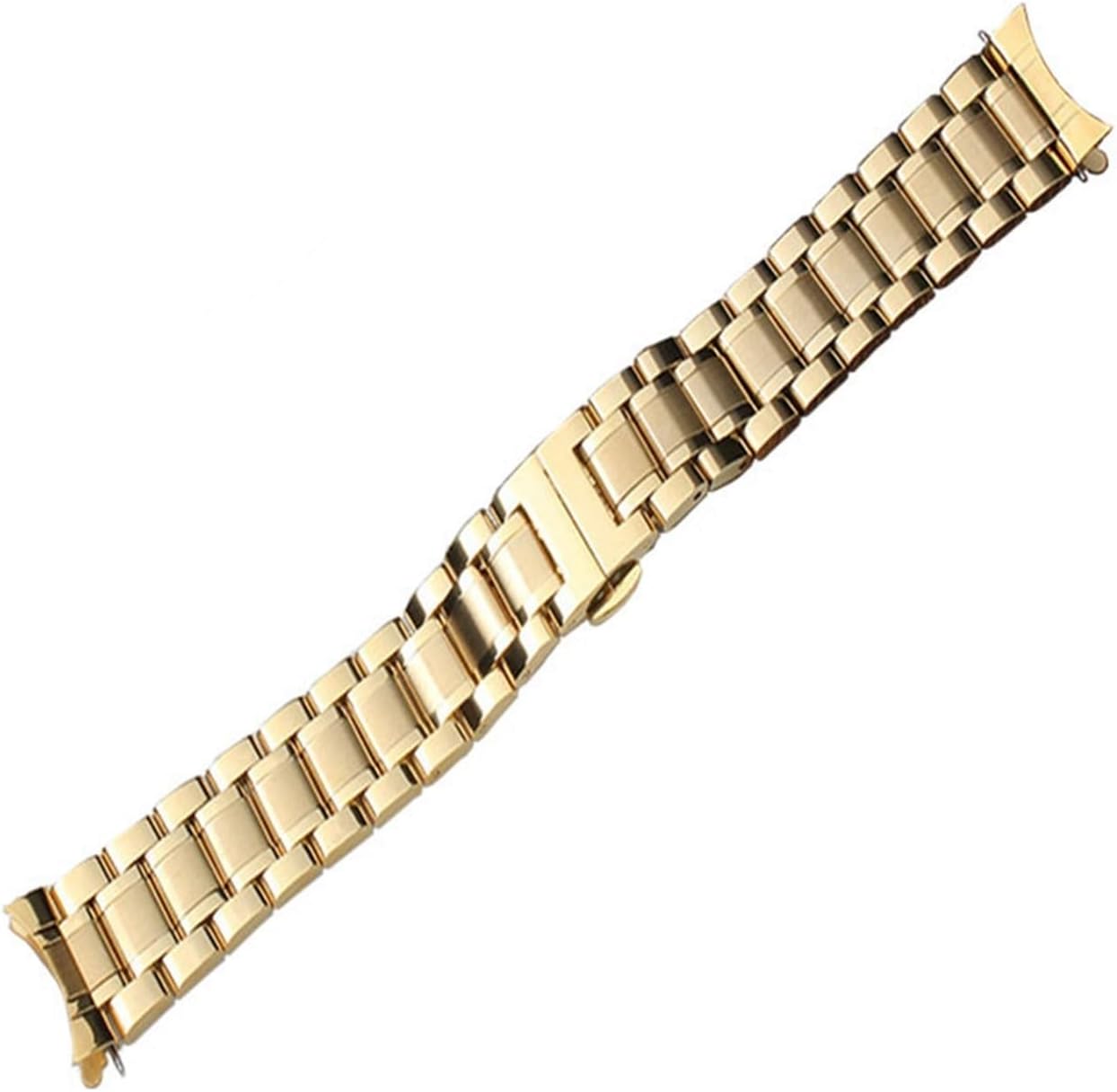 MJMT06 Compatible with 12 14 15 16 17 18 19 20 21mm 22mm 23mm 24mm Watch Band Stainless Steel Curved End Strap Butterfly Buckle Wristband