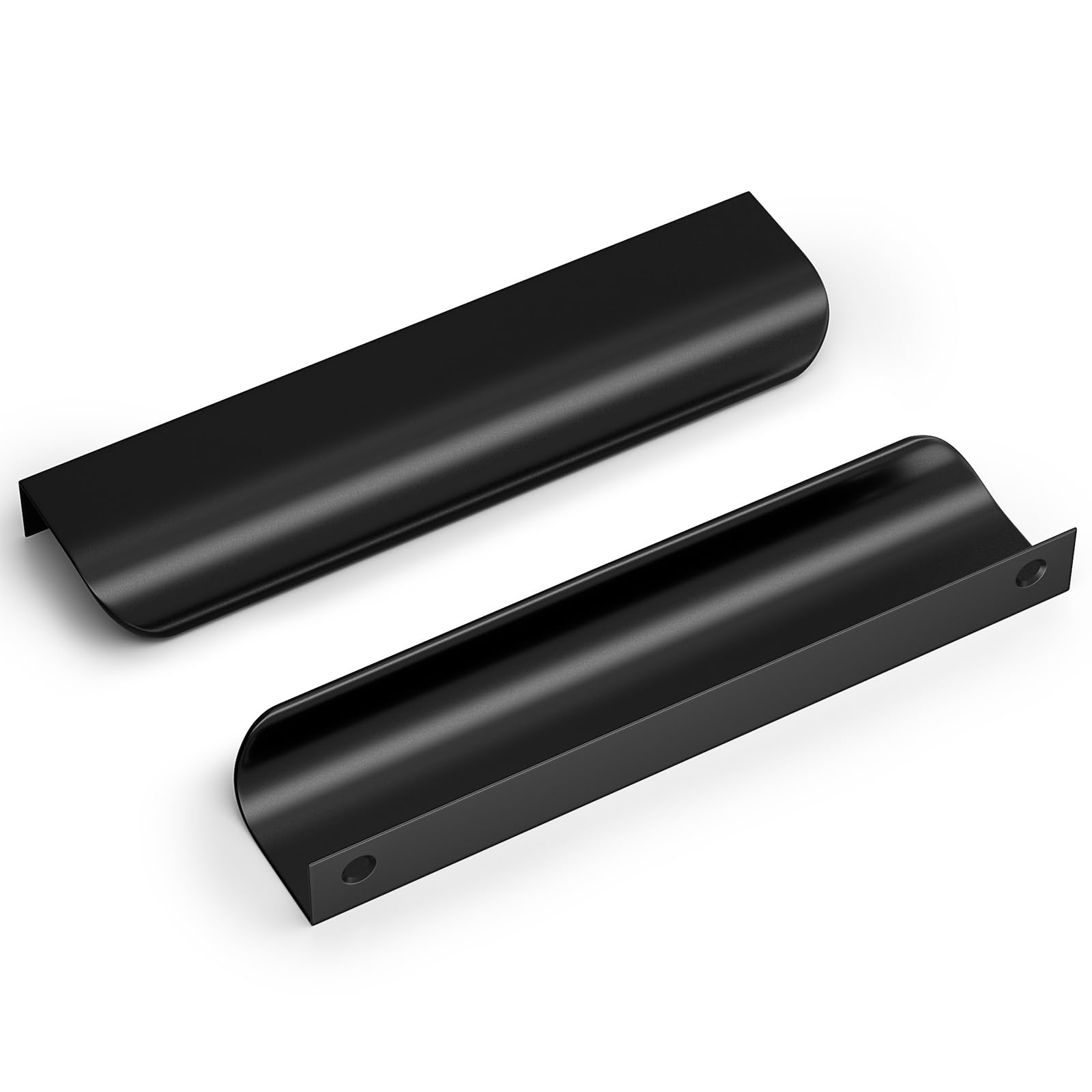 Goldenwarm 15 pcs Black Cabinet Handle 128mm(5in) Kitchen Handles, Finger Edge Pulls Aluminum Drawer Handle Concealed Furniture Handles Wardrobe Handles