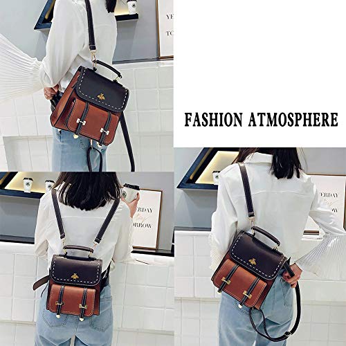 Vintage Vrouwen Rugzak Little Bee Mode Pu Lederen Vrouwen Rugzakken Eenvoudige Stijl Handtassen Waterdichte Anti-Diefstal Wandelen Satchel School Rugzak Tas - Image 7