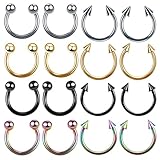 BESPORTBLE Anillos para Nariz y Piercings Corporales Acero Inoxidable 4 Mm 16 Piezas Mezcla Estilos C Tipo Titanio Joyería Cuerpo Mujer Hombre
