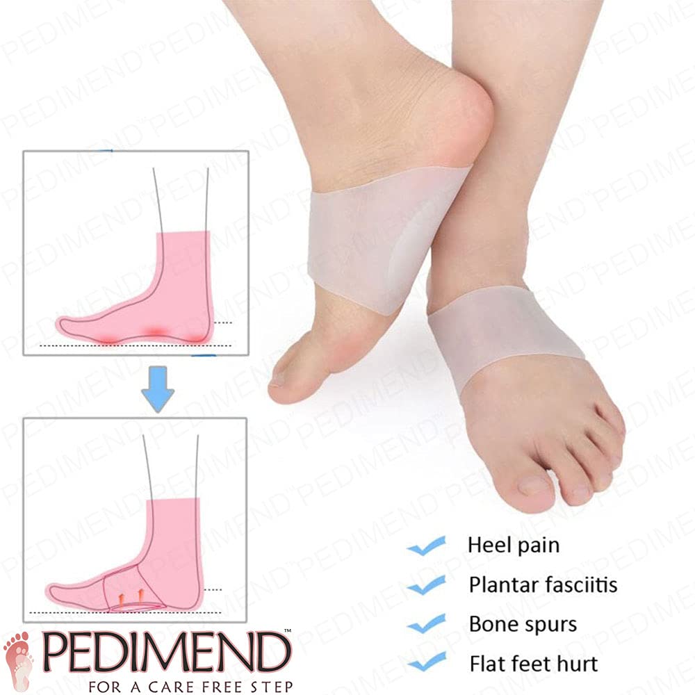 PedimendTM - Inserti per scarpe in gel di silicone per piede piatto e fascite plantare, sollievo dal dolore