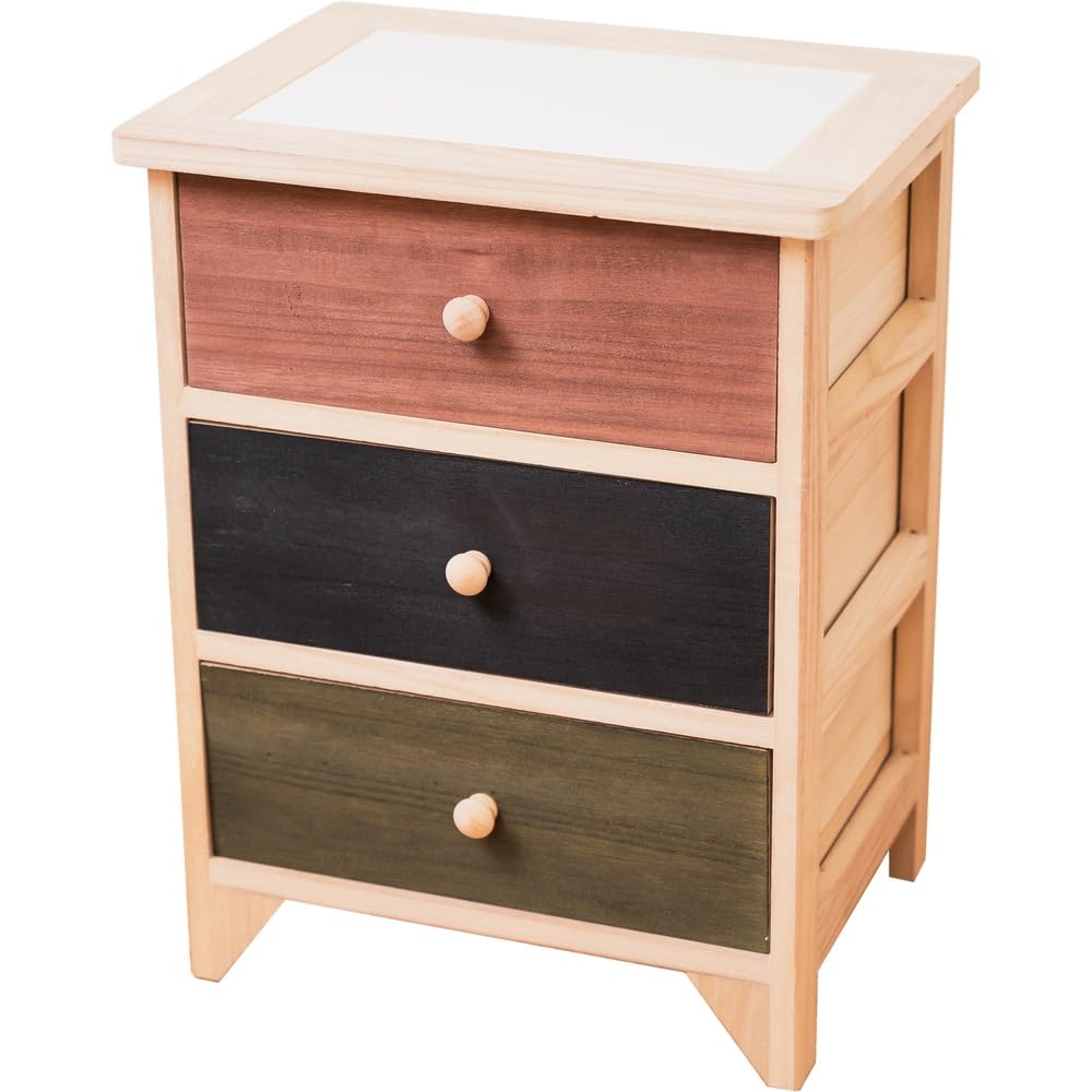 Amazon｜タイル天板桐製チェスト 3段 3段チェスト｜チェスト・タンス