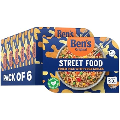 BEN'S ORIGINAL Street Food Fried Rice with Vegetables, Prepared Entrée, Microwave in 90 Seconds, 9 oz​ (Pack of 6) Cover