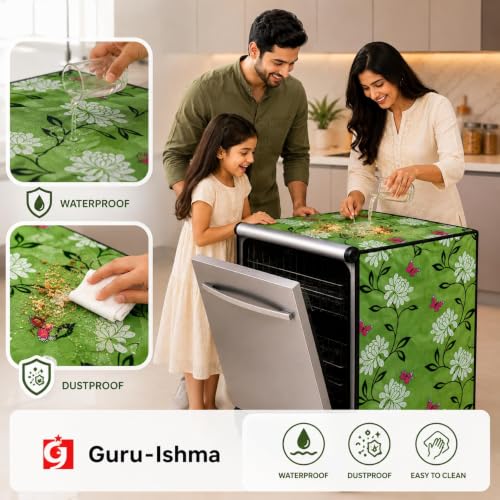 Image of Dishwasher Cover for 12 to 15 Place Setting | Water-Resistant Dustproof Zip Cover | Universal Fit Compatible with Bosch, LG, IFB, Hafele, Faber & More | 63 x 63 x 88 cm | Design 18