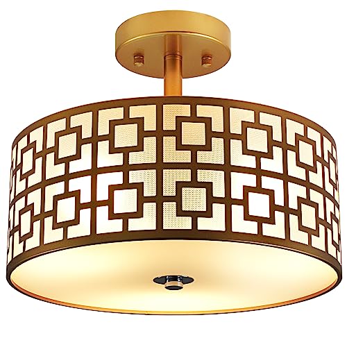DLLT Flush Mount Ceiling Light: Modern 3-Light Semi Flush Mount