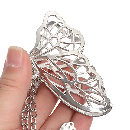 AKOAK Pinza para el cabello con colgante en forma de mariposa y corazón de aleación plateada 1 unidad miniatura 7