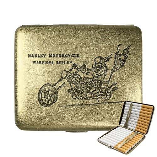 Portasigarette in metallo, scatola per sigarette, in acciaio inox, da uomo/donna, vintage, per 20 sigarette, per pantaloni e borse per camicie (bronzo, 85 mm)