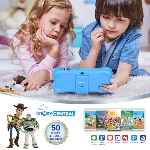 Image of Contixo V9 Kids Tablet, 7 inch HD Android Tablet with Parental Controls, Blue | 7 inch HD display, Android 11, 32GB storage, Wi-Fi, dual cameras, parental controls, protective case, ages 3-7.