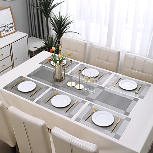 Image of HOKIPO PVC Placemats with Table Runner for Dining Table 6 Seater (AR2775)