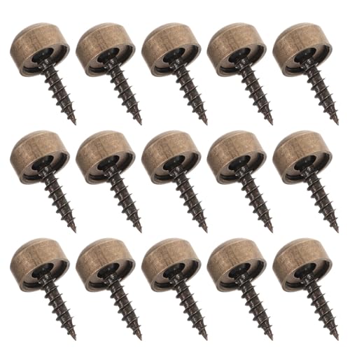 TEHAUX 32piezas Tornillos Autorroscantes con Tapas Decorativas de Cubiertas Retro para Fijación de Muebles y Espejos Sujetadores para Puertas de Armario y Montaje Pared