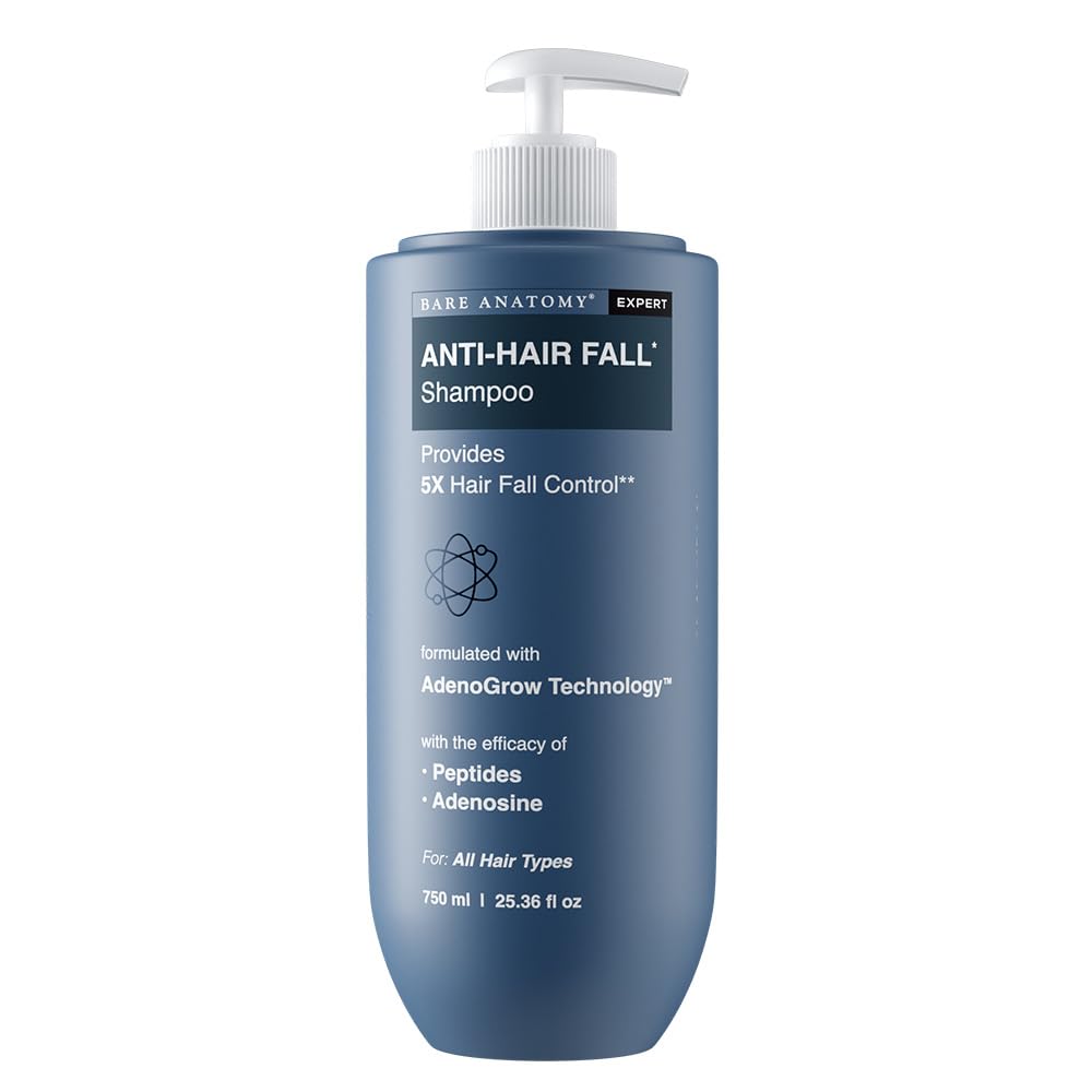 Bare Anatomy Anti-Hair Fall Shampoo | Provides 5x Hair Fall Control | Adenosine, Procapil & Peptides | Strengthens Roots, Reduces Breakage & Cleans Gently | Sulphate & Paraben Free | Unisex | 750ml-image-4