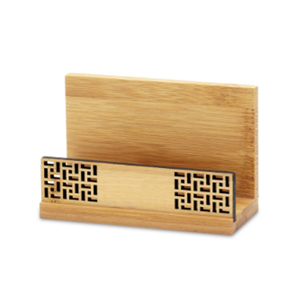 MOBYGKFY Business Card Case Log Solid Wood Desktop Storage Wooden Holder Office Supplies