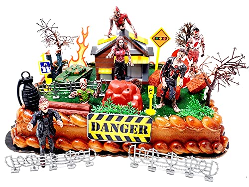 Zombies Cake Topper Set Featuring Zombies From Beyond Figures And Apocalyptic Themed Accessories #TOP2
